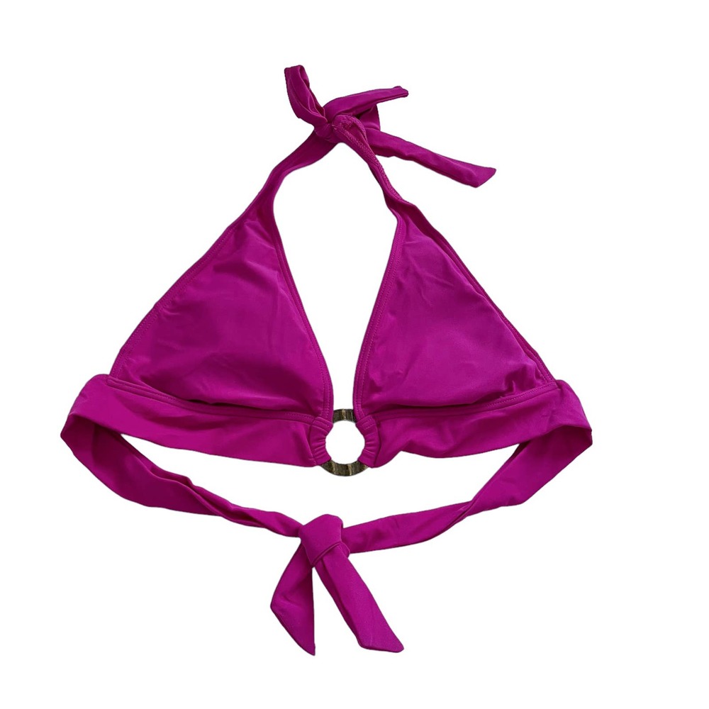 Becca Barbiecore Hot Pink Halter Swim Top Women size Medium NEW